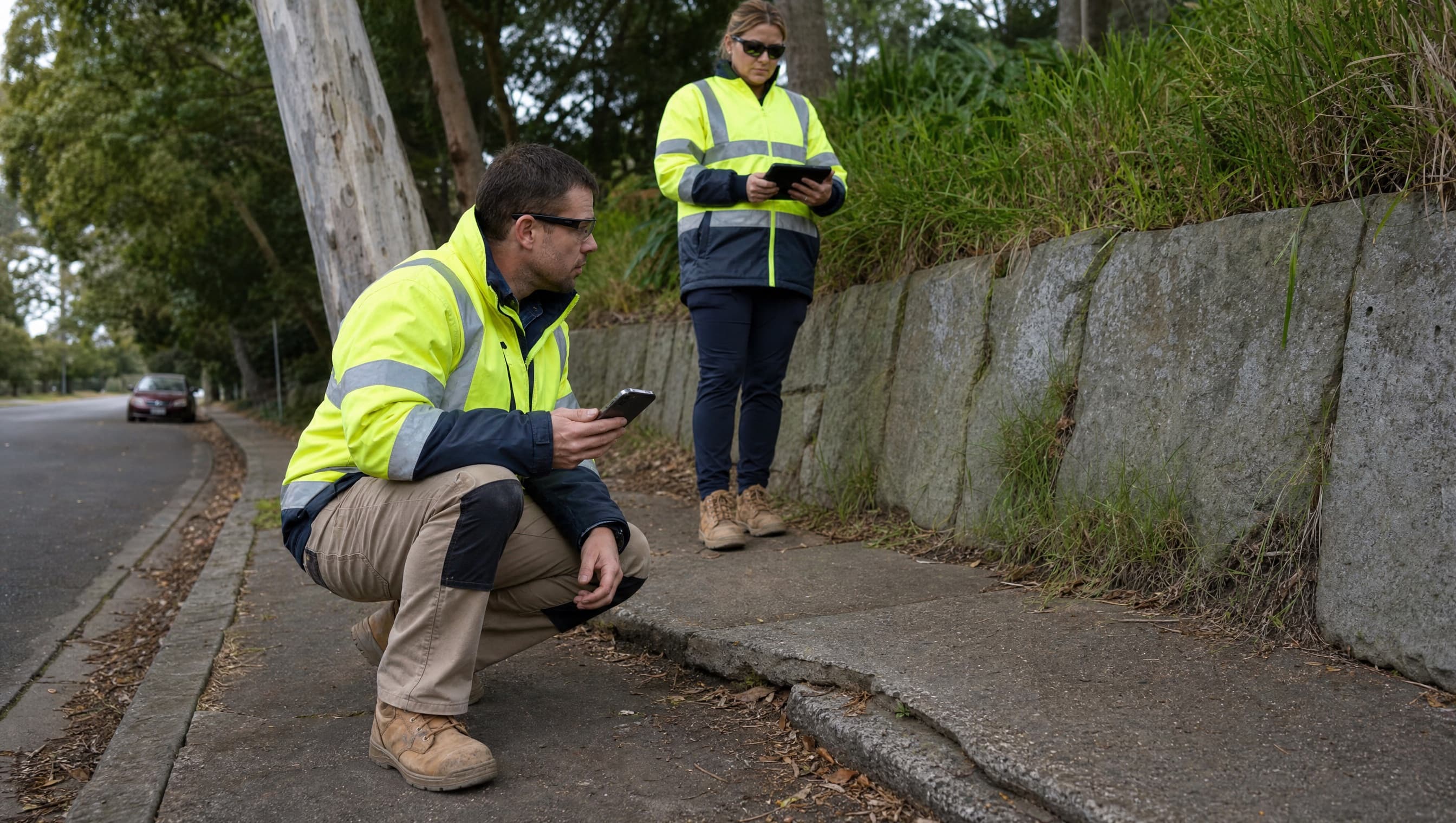 Field inspectors collecting infrastructure observations.